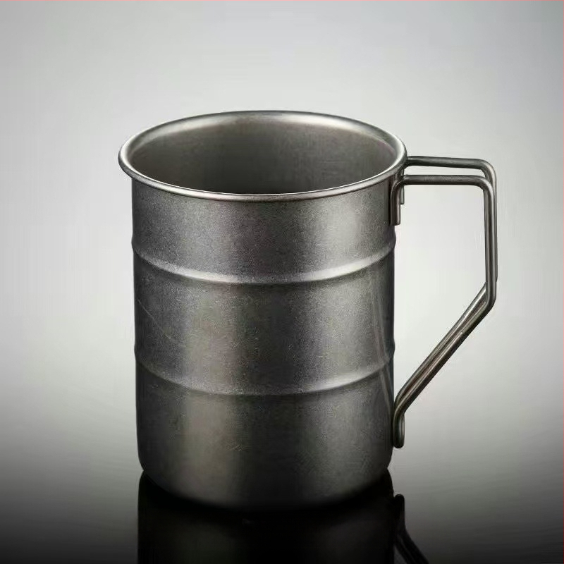 Retro vana 304 roostevabast terasest jäätunud kohvitass, äriliseks loominguliseks välistingimustes kasutamiseks mõeldud telkimisstiilis piknikuveekruusiks, õllekruusiks