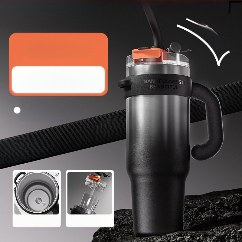 Didelės talpos termosinis puodelis su ledo puodeliu, 346 l, nerūdijančio plieno, vyriškas naujas šiaudinis vandens puodelis, šaltas puodelis, populiarus