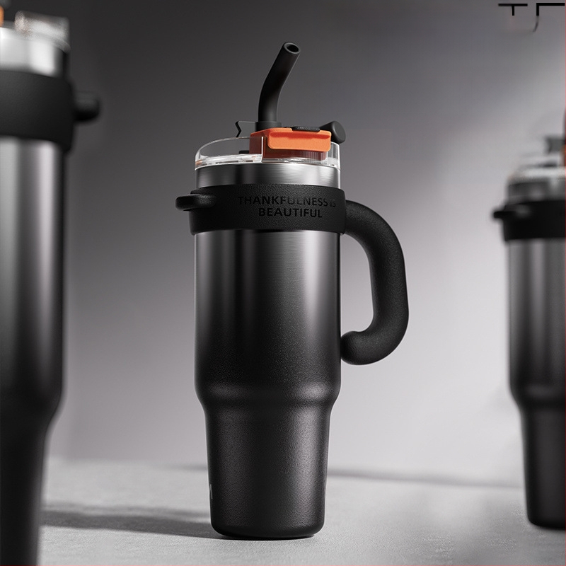 Didelės talpos termosinis puodelis su ledo puodeliu, 346 l, nerūdijančio plieno, vyriškas naujas šiaudinis vandens puodelis, šaltas puodelis, populiarus