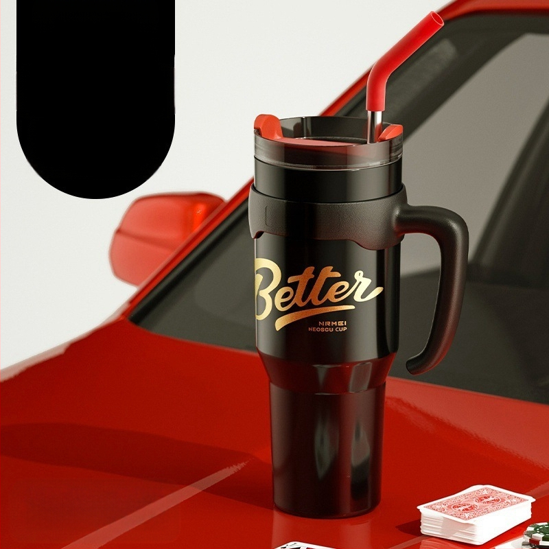 Didelės talpos termosinis puodelis su ledo puodeliu, 346 l, nerūdijančio plieno, vyriškas naujas šiaudinis vandens puodelis, šaltas puodelis, populiarus