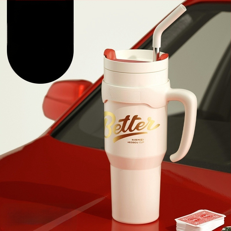 Didelės talpos termosinis puodelis su ledo puodeliu, 346 l, nerūdijančio plieno, vyriškas naujas šiaudinis vandens puodelis, šaltas puodelis, populiarus