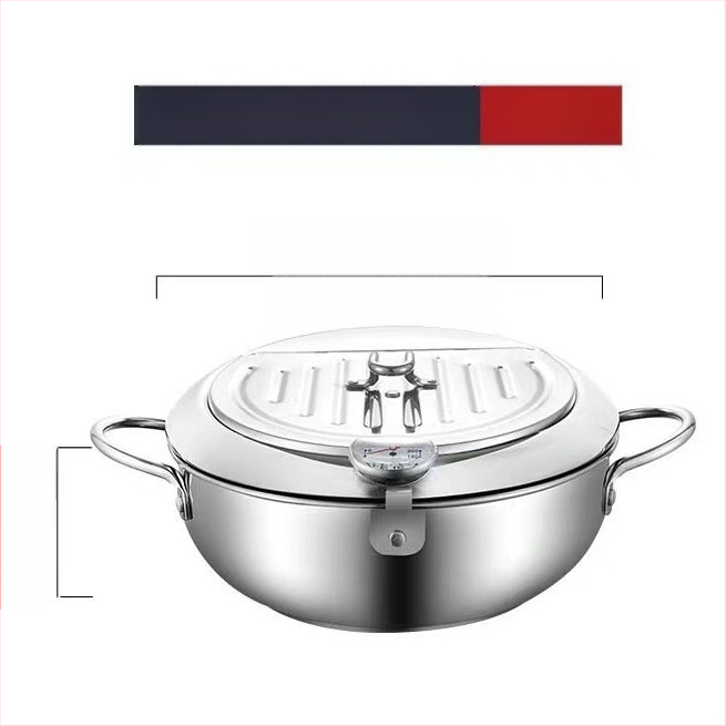 Chengze japoniško stiliaus 304 nerūdijančio plieno tempura gruzdintuvė, buitinė, temperatūrą kontroliuojanti, aliejų taupanti maža gruzdintuvė su filtru