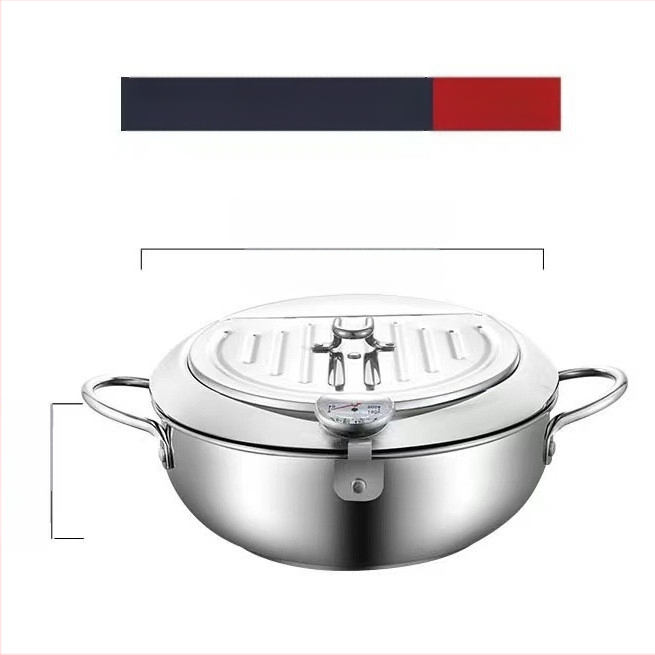 Chengze japoniško stiliaus 304 nerūdijančio plieno tempura gruzdintuvė, buitinė, temperatūrą kontroliuojanti, aliejų taupanti maža gruzdintuvė su filtru