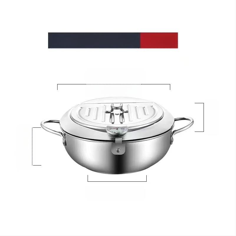 Chengze japoniško stiliaus 304 nerūdijančio plieno tempura gruzdintuvė, buitinė, temperatūrą kontroliuojanti, aliejų taupanti maža gruzdintuvė su filtru