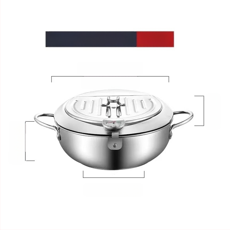 Chengze japoniško stiliaus 304 nerūdijančio plieno tempura gruzdintuvė, buitinė, temperatūrą kontroliuojanti, aliejų taupanti maža gruzdintuvė su filtru