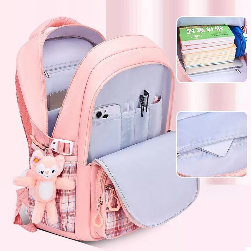 Hulgimüügis olevad algkooliõpilaste koolikotid, naismudelid, armas koomiksiga lips, suure mahutavusega, koormust vähendav seljakott, selgroogu kaitsev laste seljakott