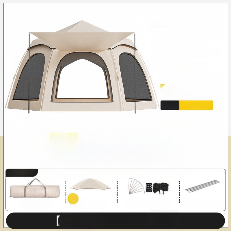 Kümme tuhat inimest koguvad välistingimustes kasutatavaid telke, välitingimustes kasutatavaid telkimisvarustust, automaatset kaasaskantavat telkimisstiilis piknikku, vajalikku kuusnurkset plussi.