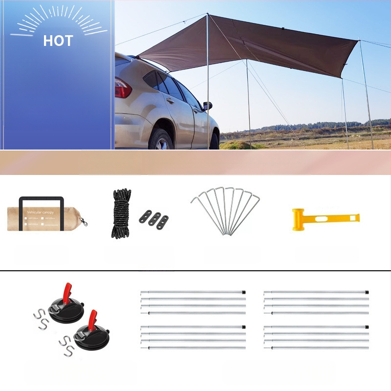 Autopoolne telkimisvarikatus, isejuhtiv reisitelk, autopoolne tagumine päikesesirm, maastur, vihmakindel