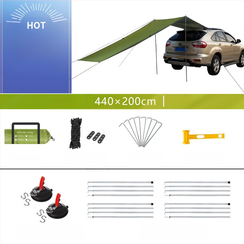 Autopoolne telkimisvarikatus, isejuhtiv reisitelk, autopoolne tagumine päikesesirm, maastur, vihmakindel