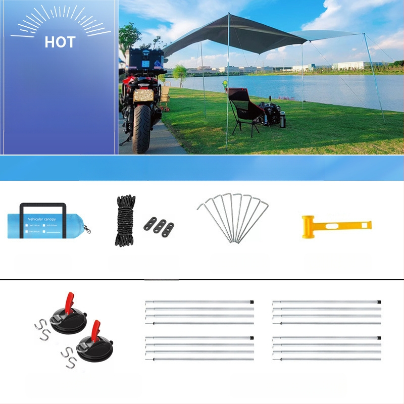 Autopoolne telkimisvarikatus, isejuhtiv reisitelk, autopoolne tagumine päikesesirm, maastur, vihmakindel