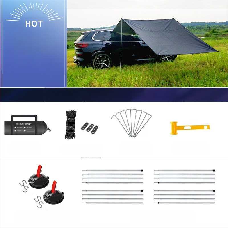 Autopoolne telkimisvarikatus, isejuhtiv reisitelk, autopoolne tagumine päikesesirm, maastur, vihmakindel
