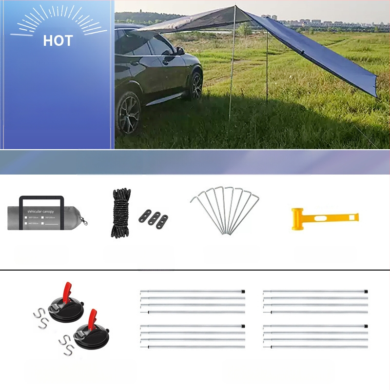 Autopoolne telkimisvarikatus, isejuhtiv reisitelk, autopoolne tagumine päikesesirm, maastur, vihmakindel