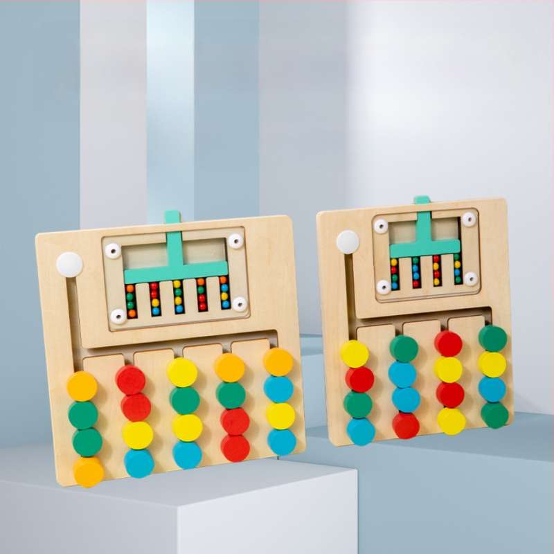 Piiriülene puidust pall neljavärviline viievärviline kõndimismäng laste mõtlemise treenimiseks valgustatuse käe-silma koordinatsiooni alushariduse pusle