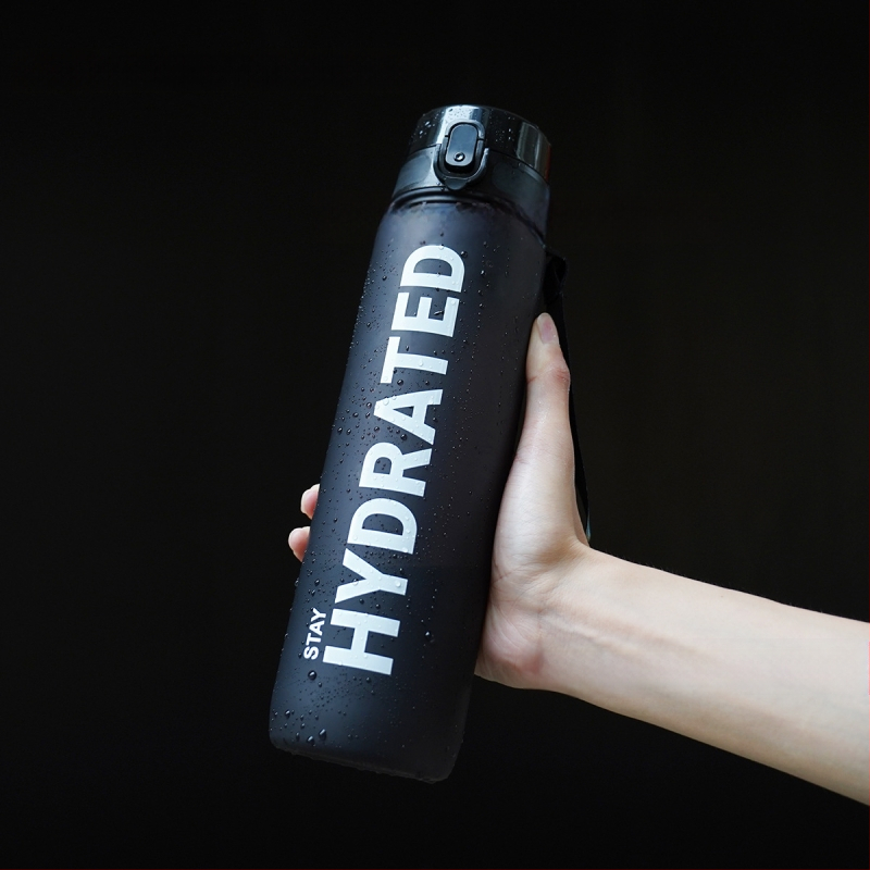 Sportinis vandens puodelis 1000 ml didelės talpos plastikinis puodelis nepralaidus vandeniui nešiojamas kosminis puodelis su svarstyklėmis lauko tiesioginio gėrimo puodelis