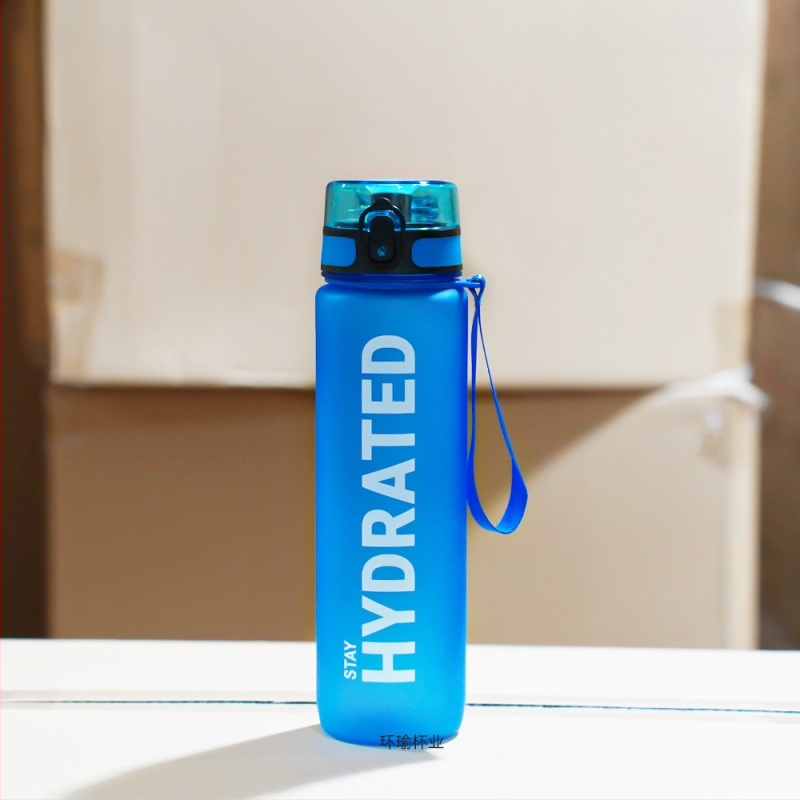 Sportinis vandens puodelis 1000 ml didelės talpos plastikinis puodelis nepralaidus vandeniui nešiojamas kosminis puodelis su svarstyklėmis lauko tiesioginio gėrimo puodelis