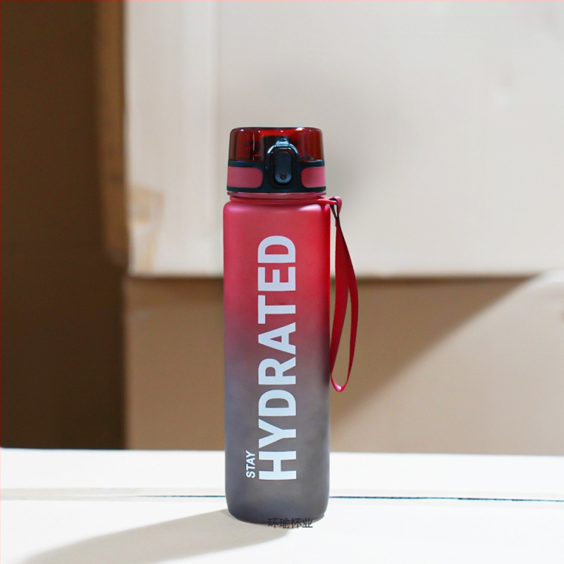 Sportinis vandens puodelis 1000 ml didelės talpos plastikinis puodelis nepralaidus vandeniui nešiojamas kosminis puodelis su svarstyklėmis lauko tiesioginio gėrimo puodelis