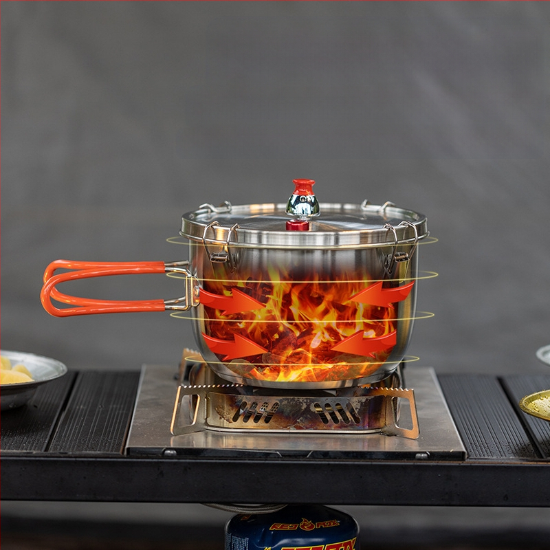 Vanjski mikro lonac pod pritiskom od nehrđajućeg čelika, višenamjenski lonac za kuhanje na pari, prijenosni sigurnosni, eksplozivno zaštićeni, alpski lonac pod pritiskom, štednjak u stilu kampiranja