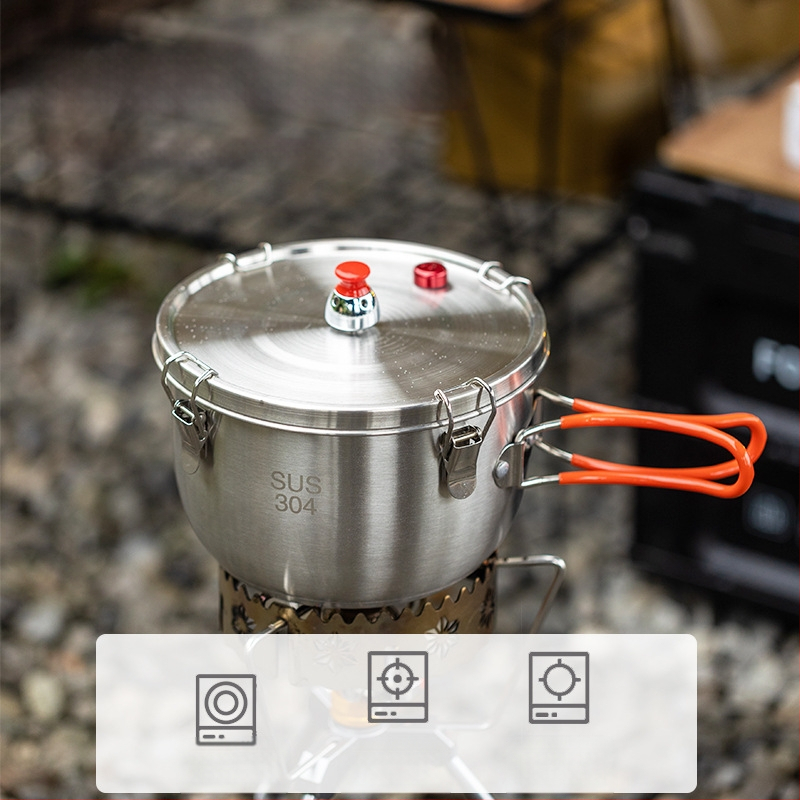 Vanjski mikro lonac pod pritiskom od nehrđajućeg čelika, višenamjenski lonac za kuhanje na pari, prijenosni sigurnosni, eksplozivno zaštićeni, alpski lonac pod pritiskom, štednjak u stilu kampiranja