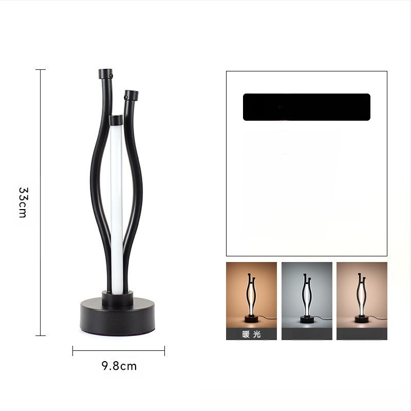 2025LED stalinė lempa miegamajam prie lovos, trijų spalvų, pritemdoma naktinė lemputė, kūrybingas restoranas, kavinė, šviečianti dekoratyvinė stalo lempa