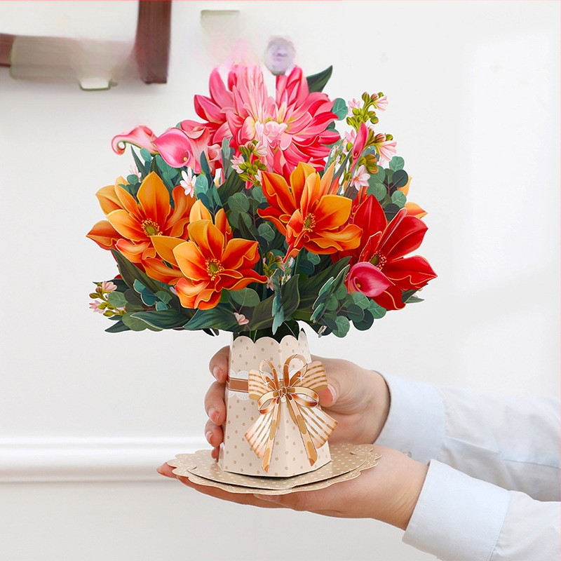 ✅Piiriülene emadepäeva 3D-õnnitluskaart, õpetajapäeva loominguline lill, lillepaberist nikerdus, aedniku tänupüha õnnitluskaartide partii