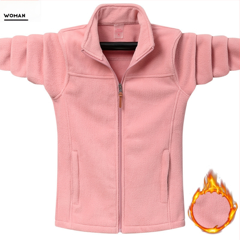 Trükitud logoga mustriga grupirõivaste üritus meeste ja naiste sügis- ja talvine korallvärvi sametfliisist paksendatud polaarfliisist jope lahtine