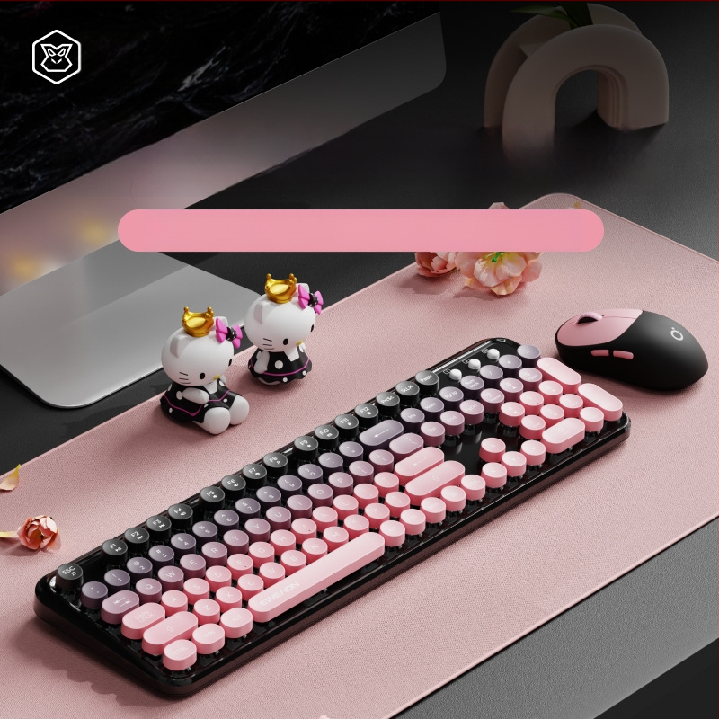 Forerunner V96 bežična tipkovnica i miš, mehanički osjećaj, bez zvuka, prijenosno računalo, vanjska ženska, uredska, punk