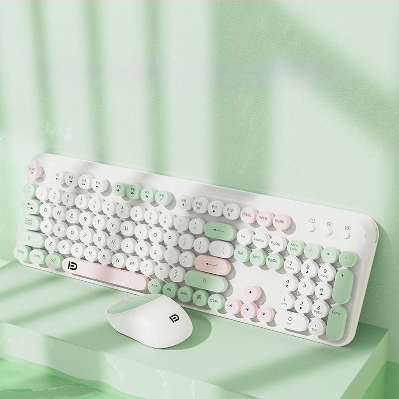 Forerunner V96 bežična tipkovnica i miš, mehanički osjećaj, bez zvuka, prijenosno računalo, vanjska ženska, uredska, punk