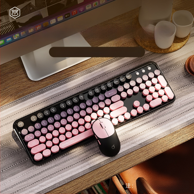 Forerunner V96 bežična tipkovnica i miš, mehanički osjećaj, bez zvuka, prijenosno računalo, vanjska ženska, uredska, punk