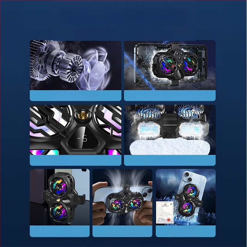 Radiatoriaus mobiliojo telefono galinis laikiklis Aušinimo artefaktas Naujas tiesioginės transliacijos skaitmeninis ekranas Dvigubas turbo magnetinis puslaidininkis