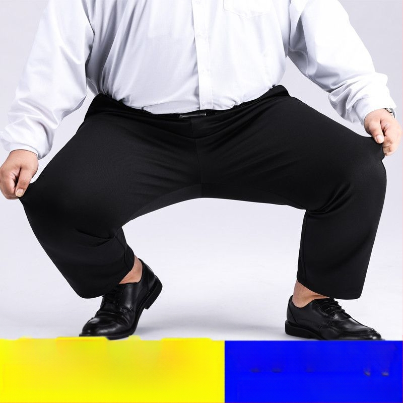 Meeste ekstra suured püksid Meeste venivad pluss-suuruses püksid Meeste keskealised lahtised sirged vabaaja püksid fliisvoodriga Paksendatud