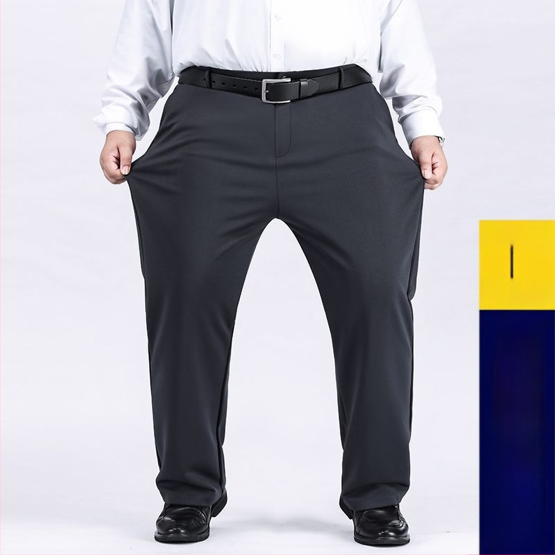 Meeste ekstra suured püksid Meeste venivad pluss-suuruses püksid Meeste keskealised lahtised sirged vabaaja püksid fliisvoodriga Paksendatud