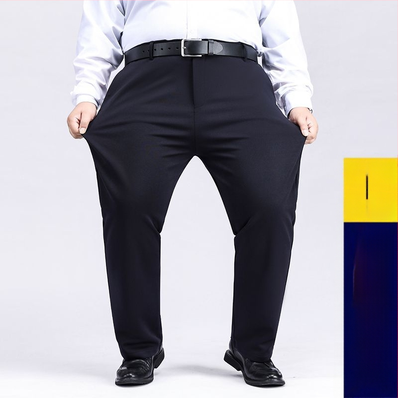 Meeste ekstra suured püksid Meeste venivad pluss-suuruses püksid Meeste keskealised lahtised sirged vabaaja püksid fliisvoodriga Paksendatud