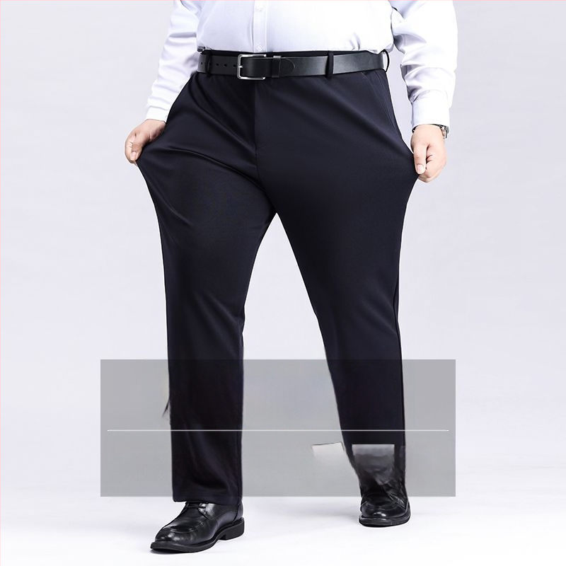 Meeste ekstra suured püksid Meeste venivad pluss-suuruses püksid Meeste keskealised lahtised sirged vabaaja püksid fliisvoodriga Paksendatud