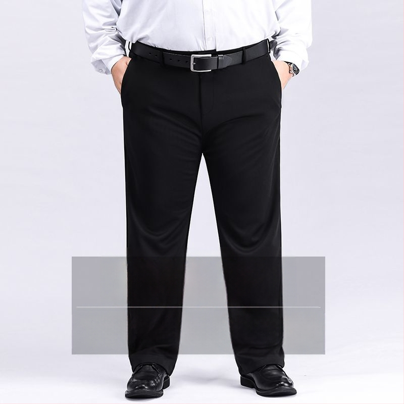 Meeste ekstra suured püksid Meeste venivad pluss-suuruses püksid Meeste keskealised lahtised sirged vabaaja püksid fliisvoodriga Paksendatud