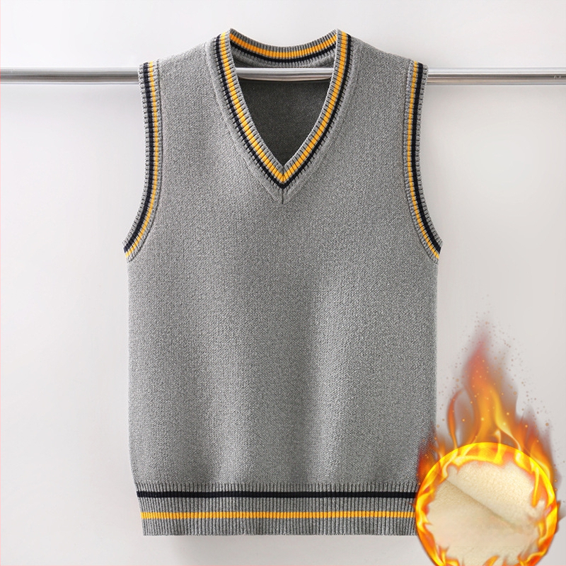 Novi proljetni, jesenski i zimski pleteni prsluk plus baršun zadebljani dječji prsluk od čistog pamuka za dječake i djevojčice srednje i velike veličine, moderan