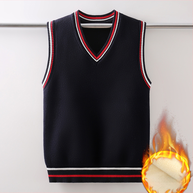 Novi proljetni, jesenski i zimski pleteni prsluk plus baršun zadebljani dječji prsluk od čistog pamuka za dječake i djevojčice srednje i velike veličine, moderan