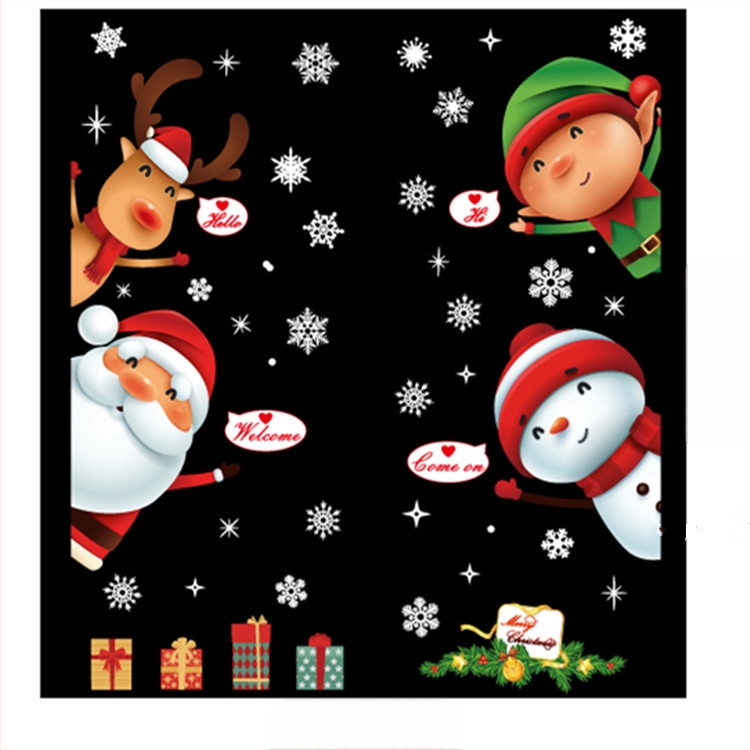 SK9241 Ziemassvētku vecīša uzlīmes Ziemassvētku rotājumi Šķērsrobežu logu stikla logu ūdensnecaurlaidīgas sienas uzlīmes Ziemassvētku logu uzlīmes