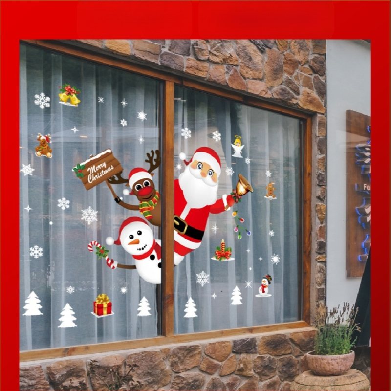 SK9241 Ziemassvētku vecīša uzlīmes Ziemassvētku rotājumi Šķērsrobežu logu stikla logu ūdensnecaurlaidīgas sienas uzlīmes Ziemassvētku logu uzlīmes