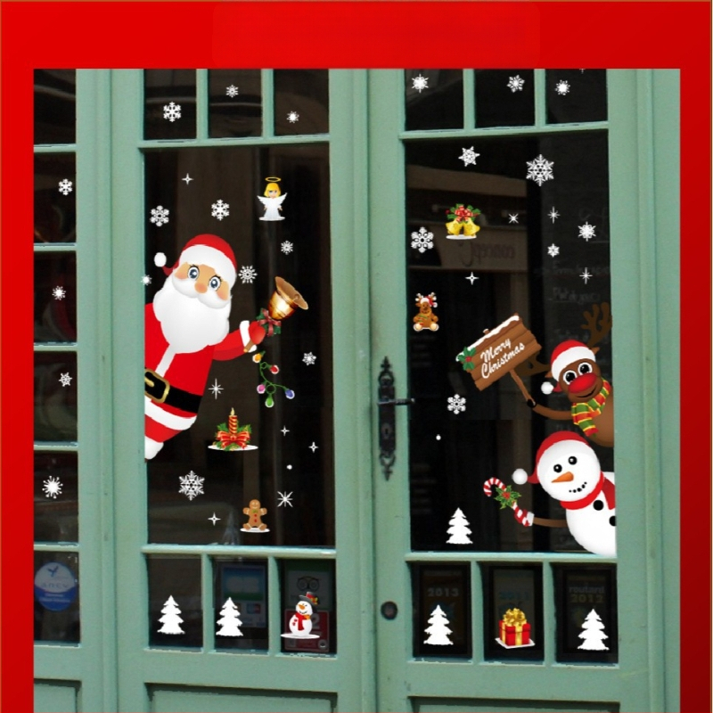 SK9241 Ziemassvētku vecīša uzlīmes Ziemassvētku rotājumi Šķērsrobežu logu stikla logu ūdensnecaurlaidīgas sienas uzlīmes Ziemassvētku logu uzlīmes