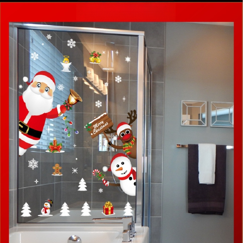SK9241 Ziemassvētku vecīša uzlīmes Ziemassvētku rotājumi Šķērsrobežu logu stikla logu ūdensnecaurlaidīgas sienas uzlīmes Ziemassvētku logu uzlīmes