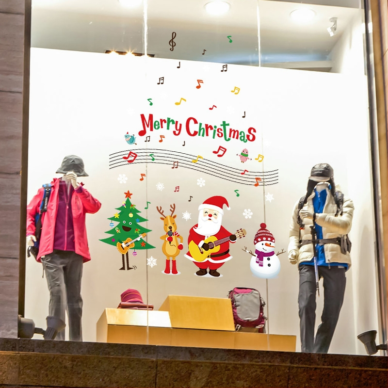 SK9241 Ziemassvētku vecīša uzlīmes Ziemassvētku rotājumi Šķērsrobežu logu stikla logu ūdensnecaurlaidīgas sienas uzlīmes Ziemassvētku logu uzlīmes