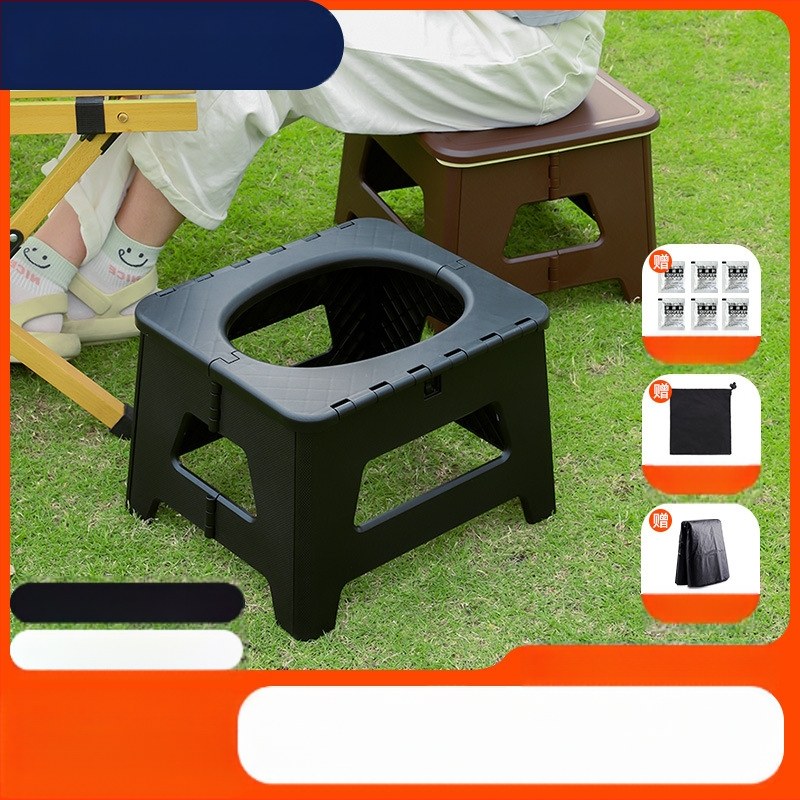 Pārrobežu jauna saliekamā tualetes automašīna Avārijas kempinga tualetes krēsls Pieaugušo pārnēsājamais dezodorants Āra mobilā tualete