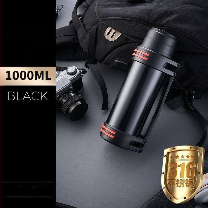 Didelės talpos kelioninis termosas, atnaujintas iš 316 nerūdijančio plieno, šilto vandens butelis, nešiojamas automobilio vandens puodelis, skirtas buitiniam naudojimui lauke.