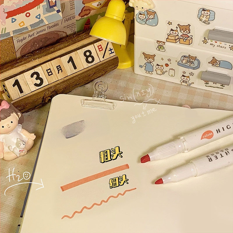 Dvigalvis žymeklis, aukštos kokybės, 30 spalvų, kostiumo žymėjimo, raktų žymeklis, studentų spalvų rašysenos rašiklis