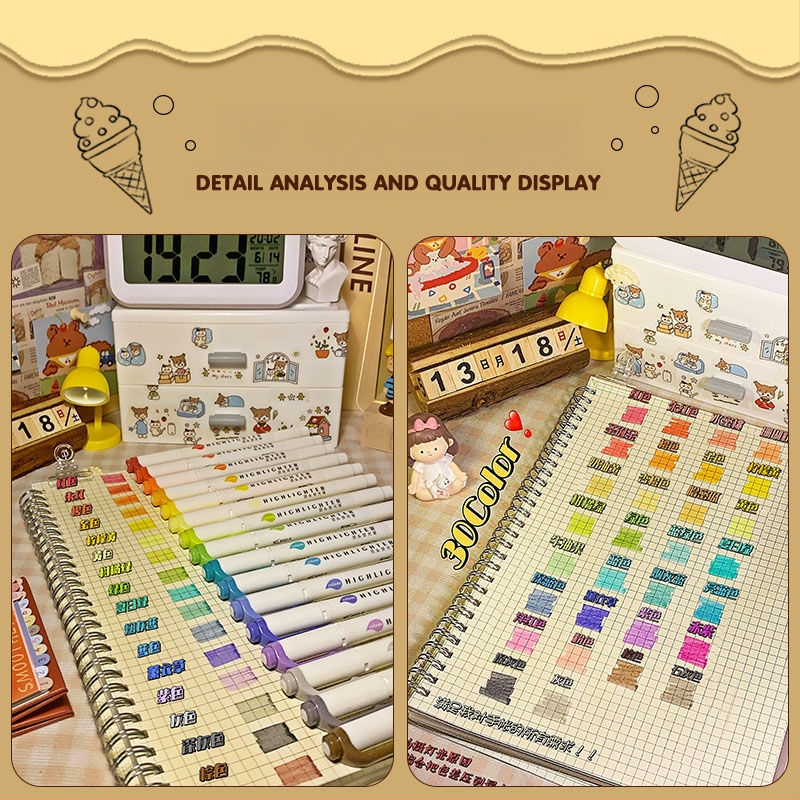 Dvigalvis žymeklis, aukštos kokybės, 30 spalvų, kostiumo žymėjimo, raktų žymeklis, studentų spalvų rašysenos rašiklis