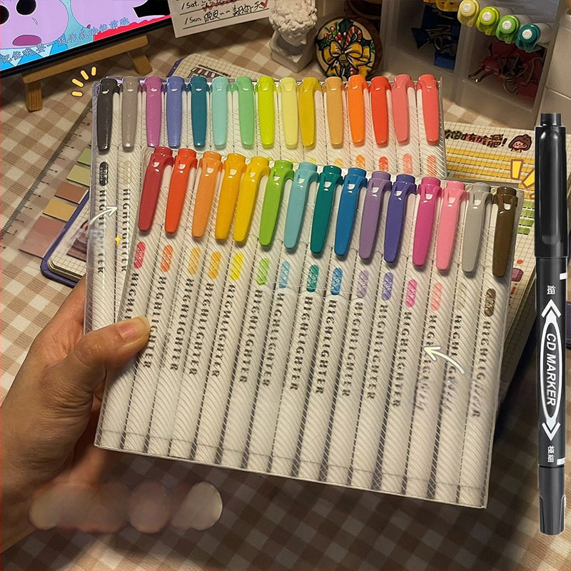 Dvigalvis žymeklis, aukštos kokybės, 30 spalvų, kostiumo žymėjimo, raktų žymeklis, studentų spalvų rašysenos rašiklis