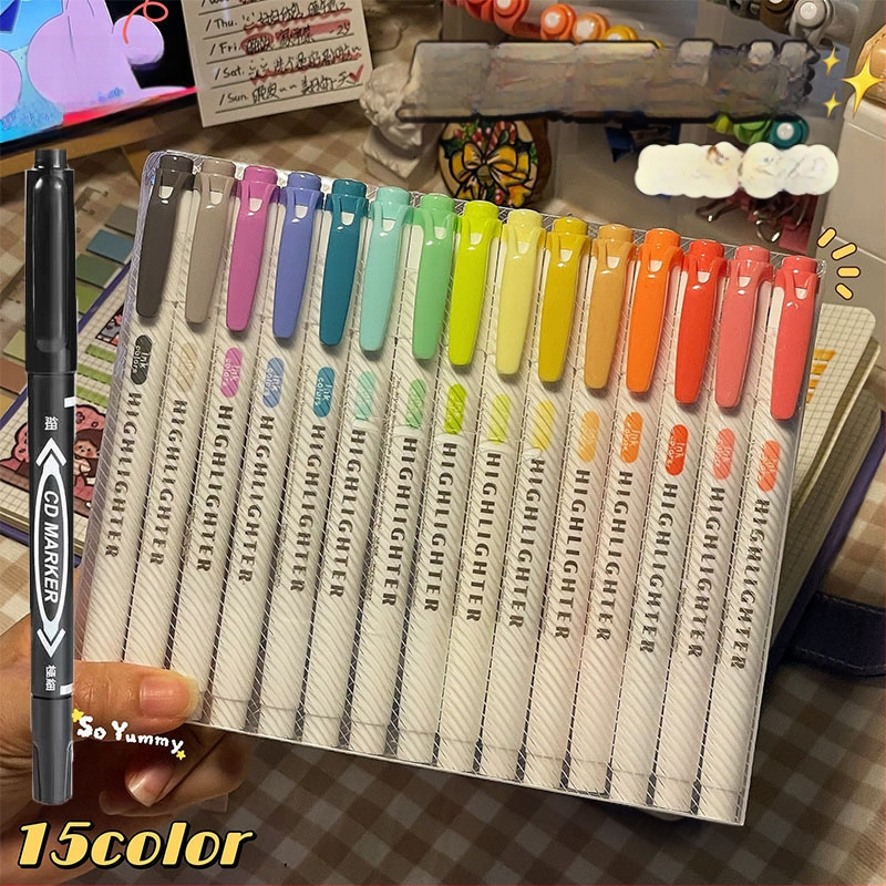 Dvigalvis žymeklis, aukštos kokybės, 30 spalvų, kostiumo žymėjimo, raktų žymeklis, studentų spalvų rašysenos rašiklis