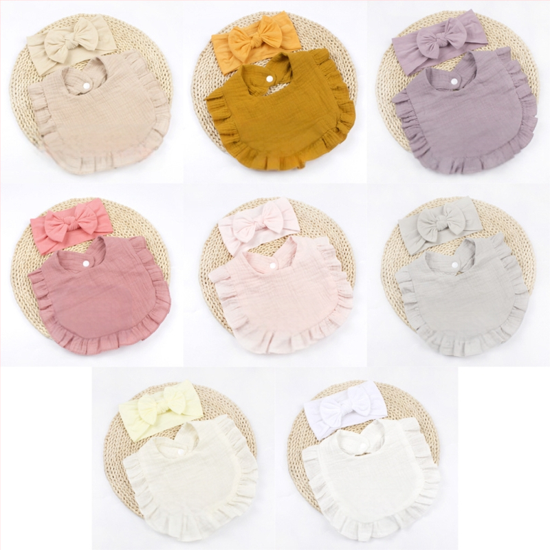 Европейски и американски новородени бебешки ленти за коса с панделка, детски марлени разрошени лигавници, хлъзгави бебешки кърпи