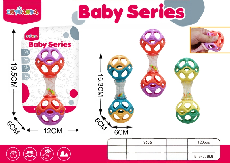 [Model fierbinte pentru mamă și bebeluș] Zornăitoare de mână pentru bebeluși Manhattan, minge cu gaură pentru apucarea mâinii, educație timpurie, integrare senzorială, antrenament, minge cu apucare a mâinii
