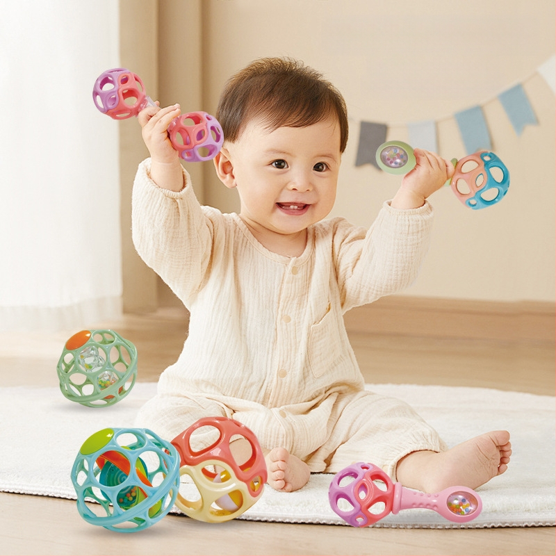 [Model fierbinte pentru mamă și bebeluș] Zornăitoare de mână pentru bebeluși Manhattan, minge cu gaură pentru apucarea mâinii, educație timpurie, integrare senzorială, antrenament, minge cu apucare a mâinii